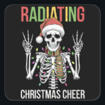 Radiology jultomten Skeleton Xray Technician Fyrkantigt Klistermärke<br><div class="desc">Radiology Santa Skeleton Xray Technician Rad Tech</div>