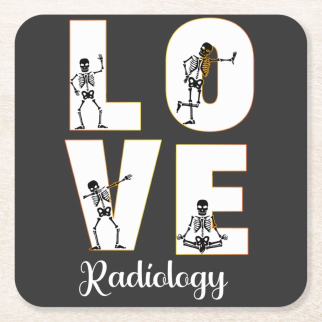Radiology Kärlek Radiolog Skeleton XRay   Underlägg Papper Kvadrat (Framsidan)