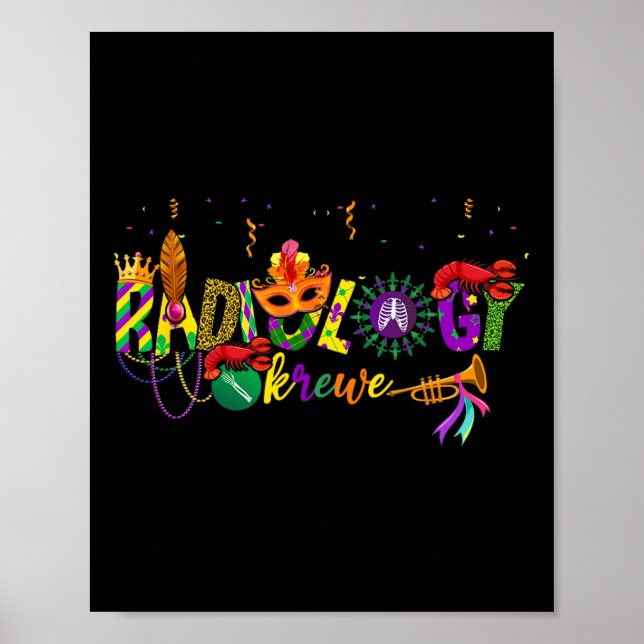 Radiology Krewe Mardi Gras Öga Mask Rad Tech New O Poster (Framsidan)