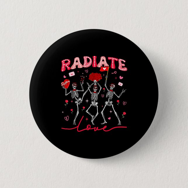 Radiology Radiate Rad Tech Valentine Skeleton Hear Knapp (Framsida)