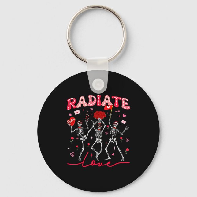 Radiology Radiate Rad Tech Valentine Skeleton Hear Nyckelring (Framsida)