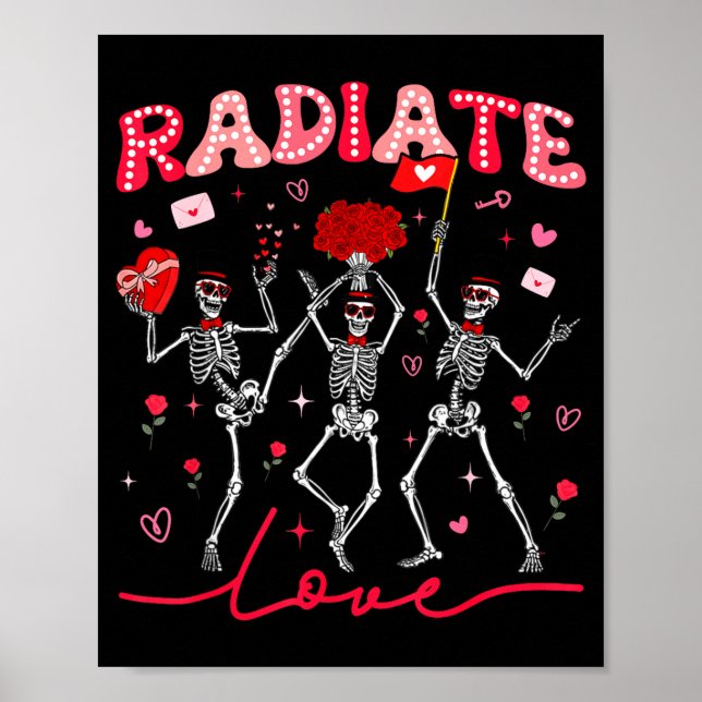 Radiology Radiate Rad Tech Valentine Skeleton Hear Poster (Framsidan)