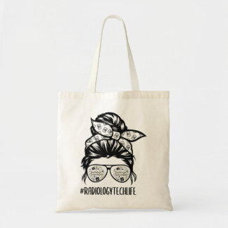 Radiology Tech Life messy bun hair glasys Rad Tec Tygkasse