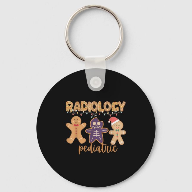 Radiology Tech Pediatric Christmas Gingerbread Man Nyckelring (Framsida)