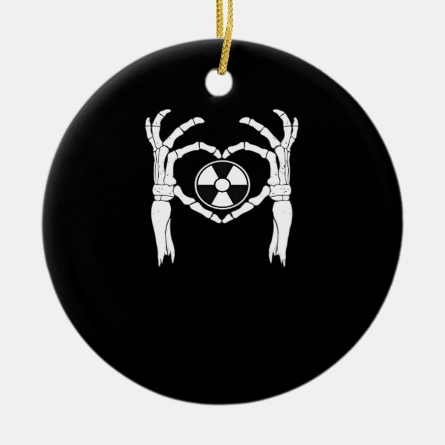 Radiology X-Ray Tech Hjärtformade Skeleton Händer  Julgransprydnad Keramik (Framsidan)