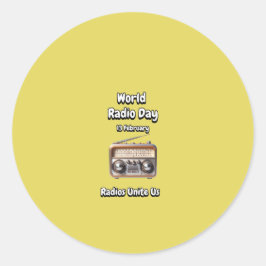 Radios förenar oss. Världsradiodagen (WRD). Runt Klistermärke