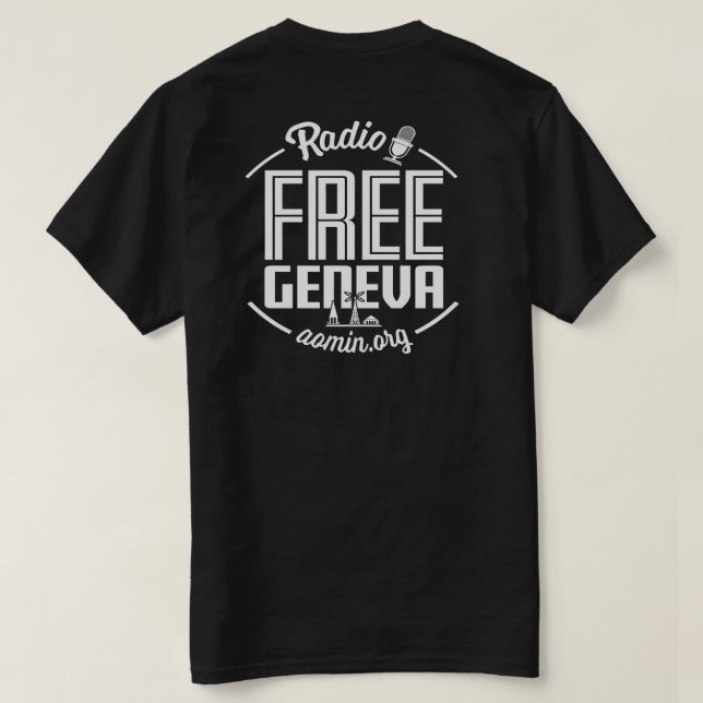 Radiosände den fria Geneva T-tröja (svarten) Tee (Design baksida)