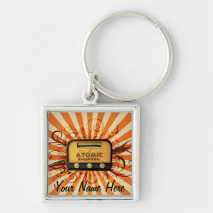 Radiosände Keychain med ditt namn på det! Fyrkantig Silverfärgad Nyckelring