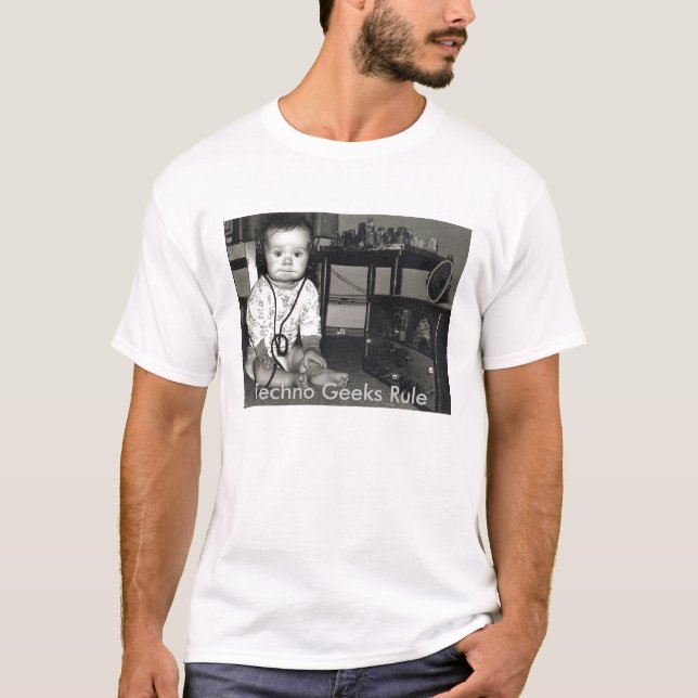 Radiosände Techno Geeks härskar Tee Shirt (Framsida)