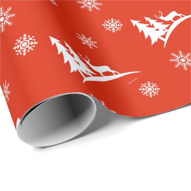 Rädisar och snöflingor Röd julpresentpapper Presentpapper (Rullad Hörn)