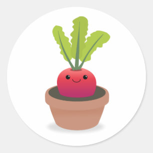 Radish Character Runt Klistermärke
