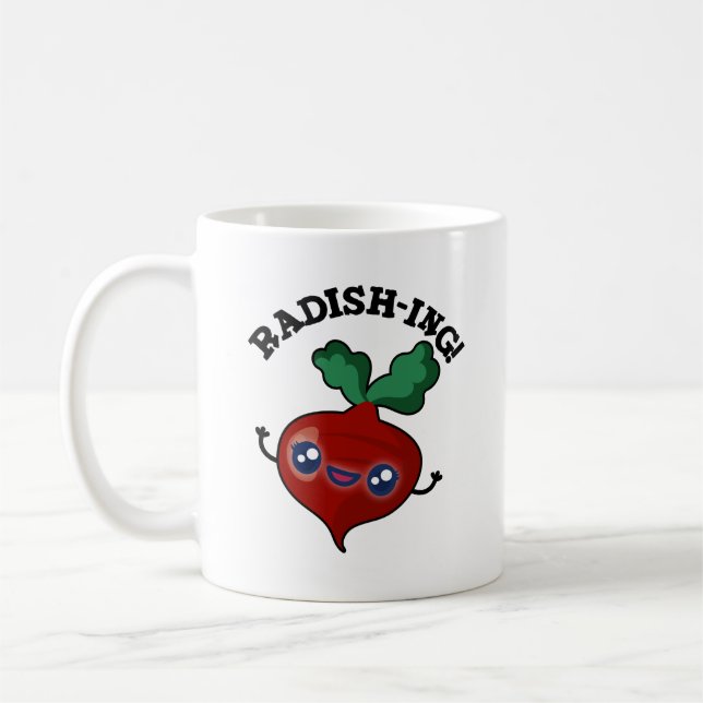Radish-ing Funny Veggie Radish Pun Kaffemugg (Vänster)