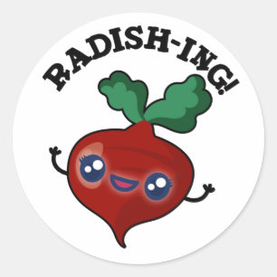 Radish-ing Funny Veggie Radish Pun Runt Klistermärke