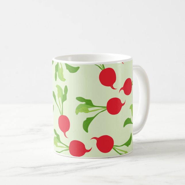 Radish Red Grönt Mönster Kaffemugg (Framsida höger)