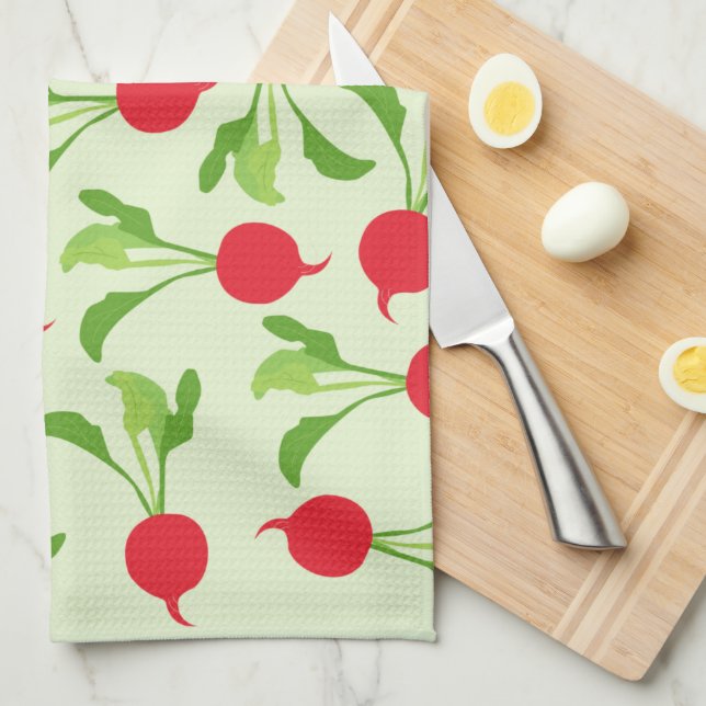 Radish Red Grönt Mönster Kökshandduk (Vikt i Fjärdedel)