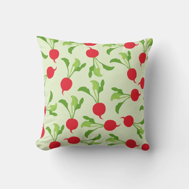 Radish Red Grönt Mönster Kudde (Framsida)