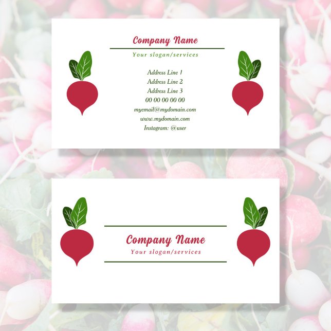 Radish Vegetable-Affärskort Visitkort (Radish Business Card)