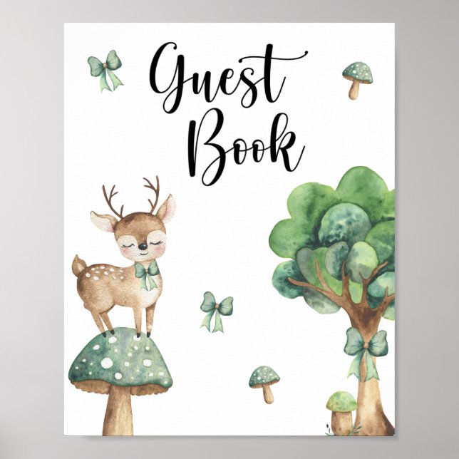 Rådjur Baby Shower - gästbok Poster (Framsidan)