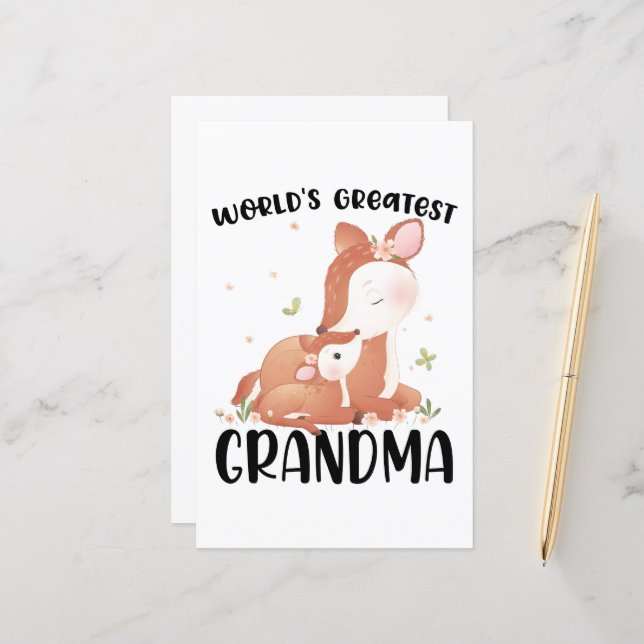 Rådjur Doe och Kid World's Greatest Grandma (Fram/Back In Situ)
