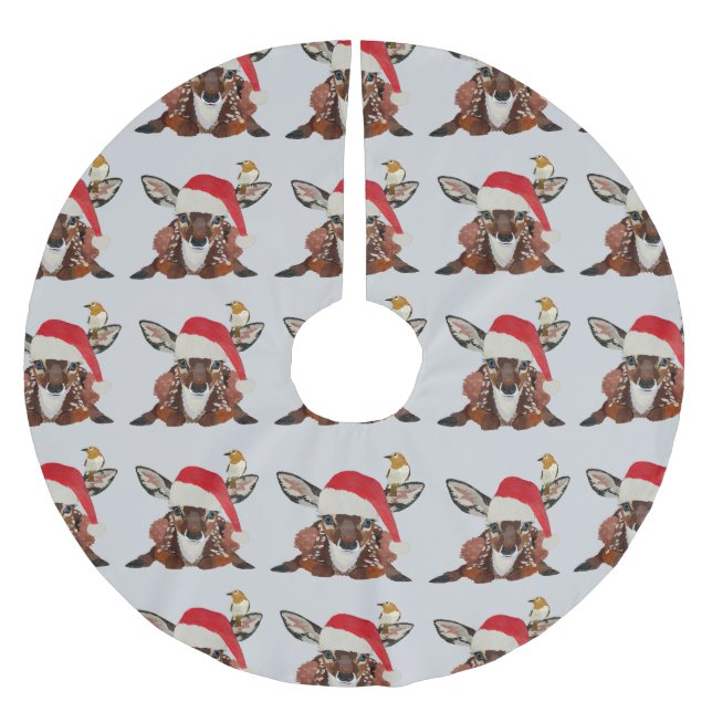 RÅDJUR & GYLLENE FÅGEL JUL JULGRANSMATTA BORSTAD POLYESTER (Framsidan)