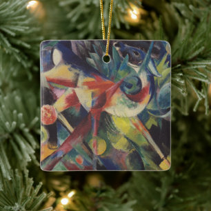 Rådjur i en blomsterträdgård av Franz Marc, Vintag Julgransprydnad Keramik