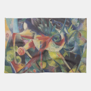 Rådjur i en blomsterträdgård av Franz Marc, Vintag Kökshandduk