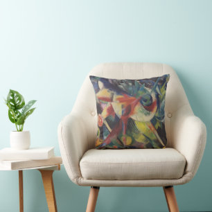 Rådjur i en blomsterträdgård av Franz Marc, Vintag Kudde