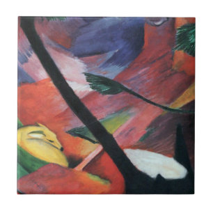 Rådjur i skogen II av Franz Marc; Reh im Walde Kakelplatta
