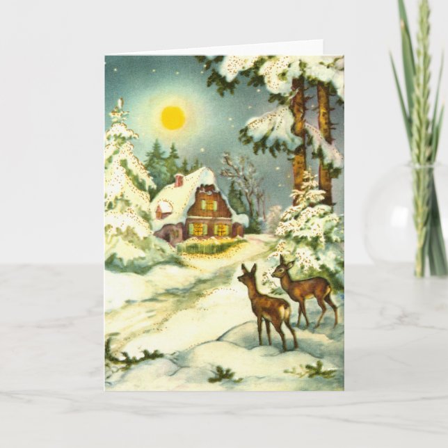 Rådjur i snön helgkort (Framsida)