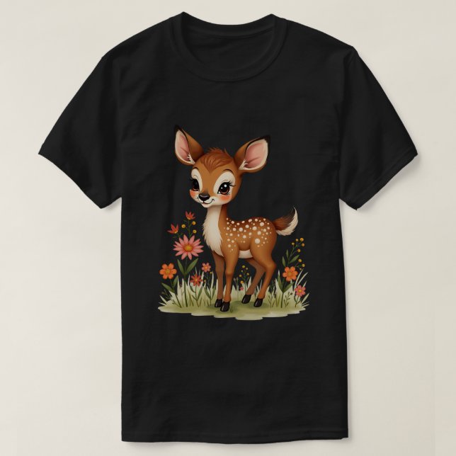 Rådjur med blommor t shirt (Design framsida)