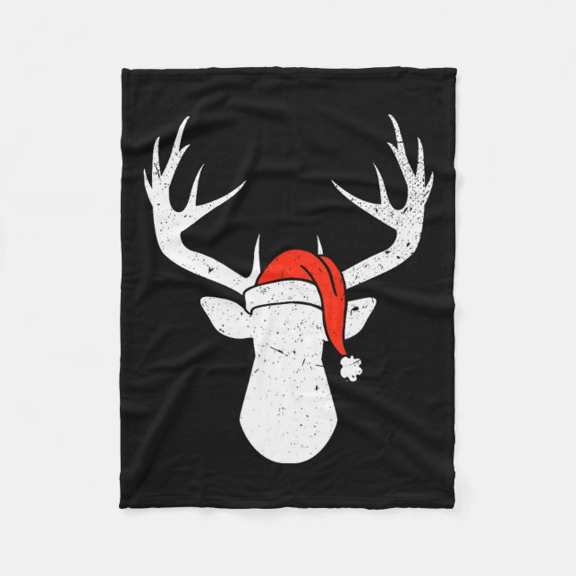 Rådjur Med Tomteluva Jul Pyjamas Jakt Present  Fleecefilt (Framsidan)