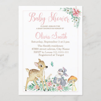Rådjur och vänner baby shower inbjudningar