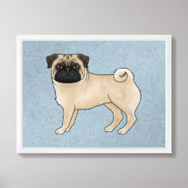 Rådjur Pug Hund Canine Söt Tecknad Illustration Poster