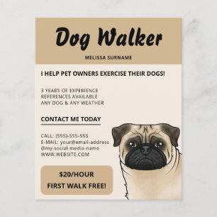 Rådjurs Pug Beige Hundpromenad Hundpromenader Husd Flygblad