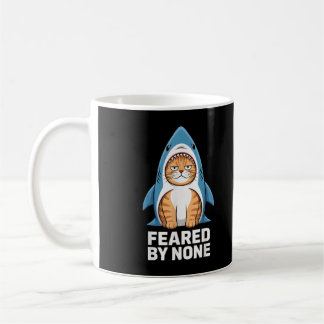 Räds Inte Av Någon Rolig Katt i Hajkostym Humor Kaffemugg