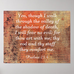Rädsla för ondska - Psalms 23:4 - Art print Poster