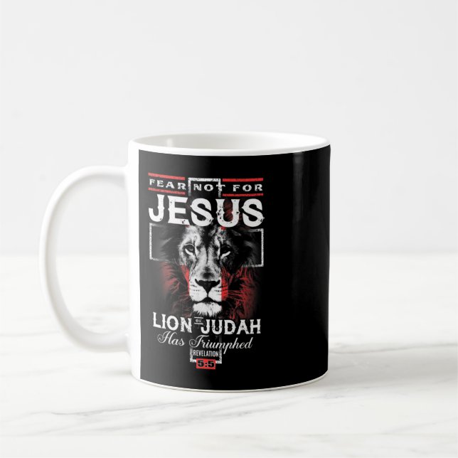 Rädsla inte för Jesus Judahs Lejon har triumferats Kaffemugg (Vänster)