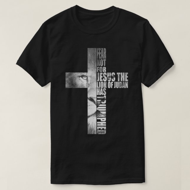 Rädsla inte för Jesus Judahs Lejon har triumferats T Shirt (Design framsida)