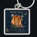 Rädsla inte Isaiah 41:10 Fyrkantig Silverfärgad Nyckelring<br><div class="desc">Rädsla inte Isaiah 41:10</div>