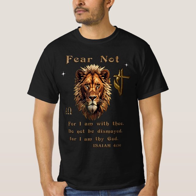 Rädsla inte Isaiah 41:10 T Shirt (Framsida)
