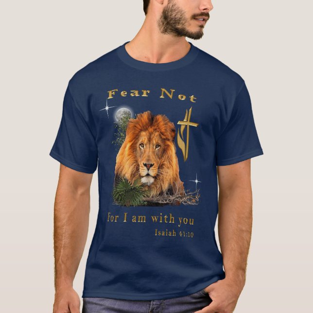 Rädsla inte Isaiah 41:10 T Shirt (Framsida)