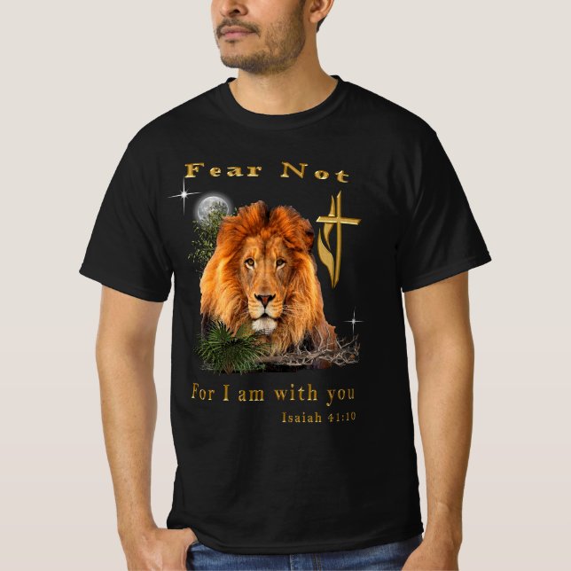 Rädsla inte Isaiah 41:10 T Shirt (Framsida)