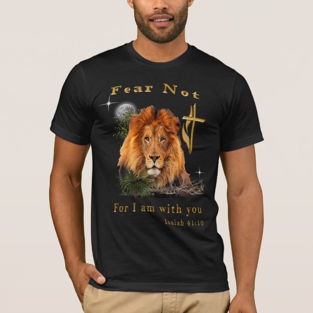 Rädsla inte Isaiah 41:10 T Shirt (Framsida)