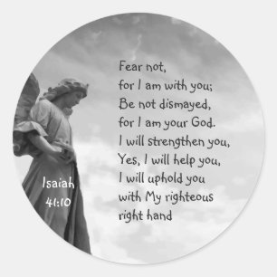 Rädsla inte, Isaiah Scripture Comforting Angel Runt Klistermärke