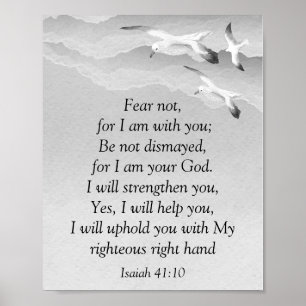 Rädsla inte, Isaiah Scripture jag är med dig Isaia Poster