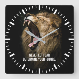 Rädsla - Lejon motivation Fyrkantig Klocka