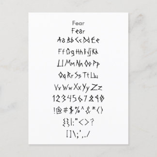 Rädsla - Zazzle Font Sampler Lakan Vykort