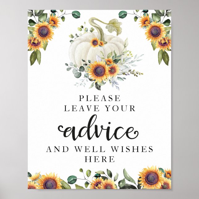 Rådsskylt för Greenery Pumpkin Baby Shower Poster (Framsidan)