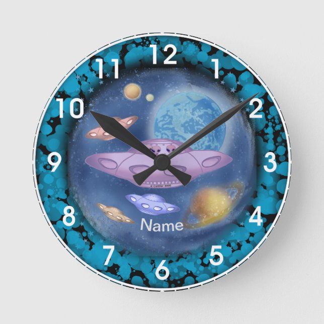 Radtrip Clock för rymdskepp Rund Klocka (Framsida)