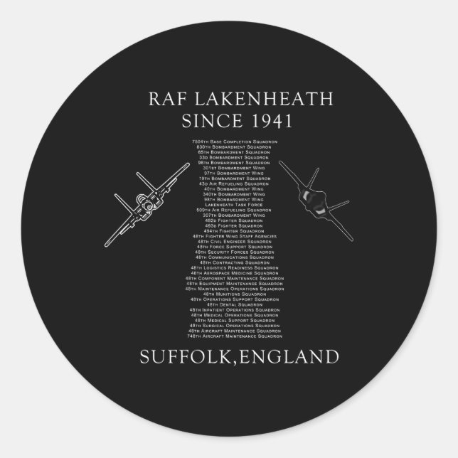 Raf Lakenheath Squadrons Runt Klistermärke (Framsida)
